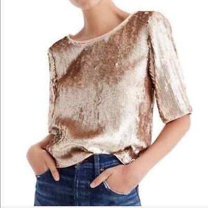 J.Crew CROPPED SEQUIN TOP IN ROSE GOLD